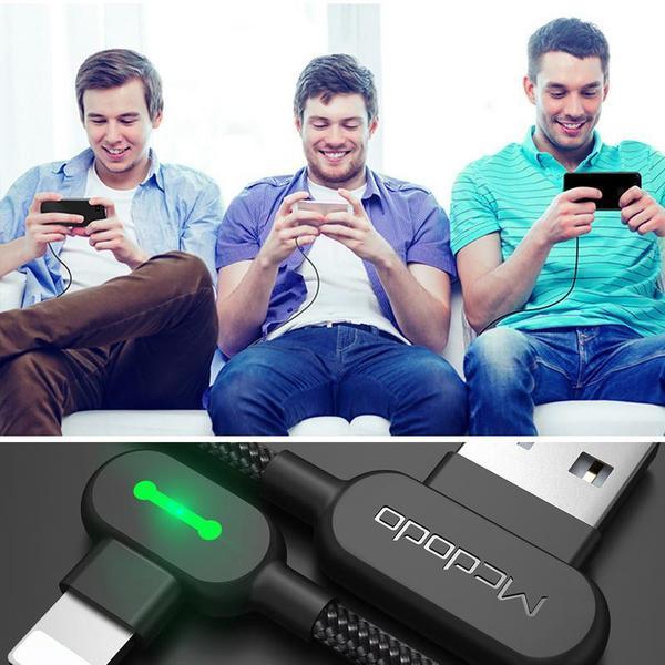 JMT-124106 90 Degree Gaming USB Charger for iPhone - 1.8m Fast Micro USB Data Cable with Intelligent Charging Protection