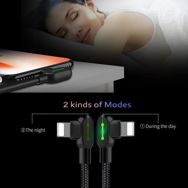 JMT-124106 90 Degree Gaming USB Charger for iPhone - 1.8m Fast Micro USB Data Cable with Intelligent Charging Protection