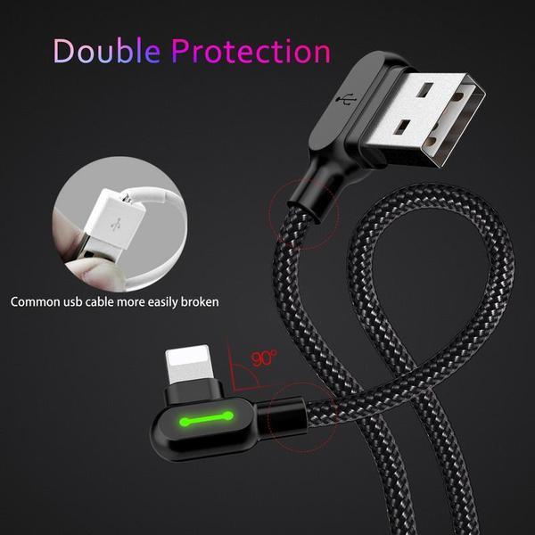 JMT-124106 90 Degree Gaming USB Charger for iPhone - 1.8m Fast Micro USB Data Cable with Intelligent Charging Protection