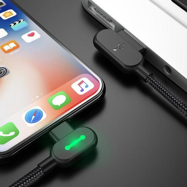 JMT-124106 90 Degree Gaming USB Charger for iPhone - 1.8m Fast Micro USB Data Cable with Intelligent Charging Protection