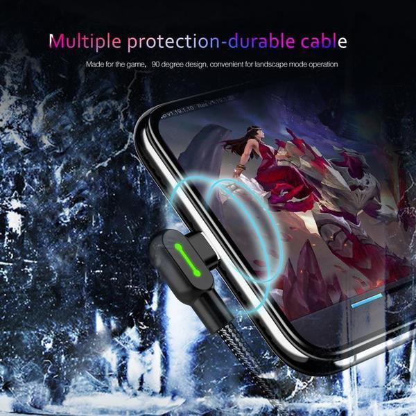 JMT-124106 90 Degree Gaming USB Charger for iPhone - 1.8m Fast Micro USB Data Cable with Intelligent Charging Protection