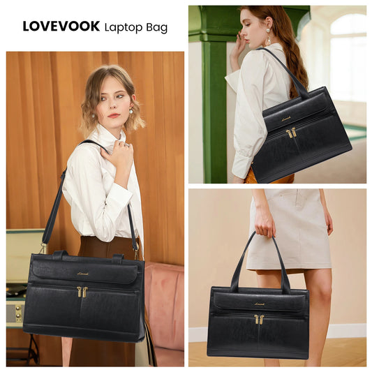 JMT-124234 Fashion Leather Laptop Bag Briefcase Set for Women, 15.6 Inch Work Tote and Handbag