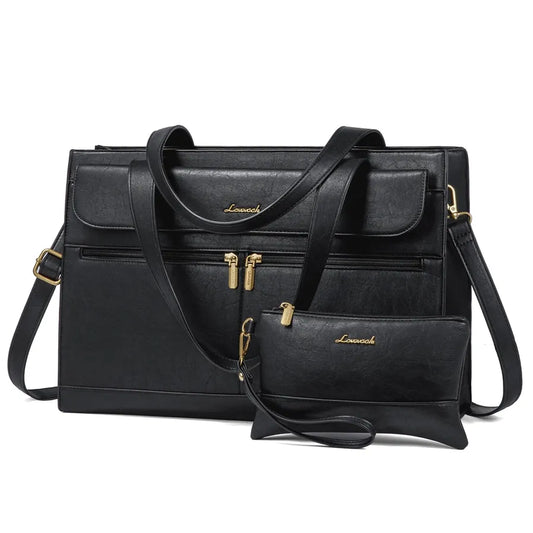 JMT-124234 Fashion Leather Laptop Bag Briefcase Set for Women, 15.6 Inch Work Tote and Handbag