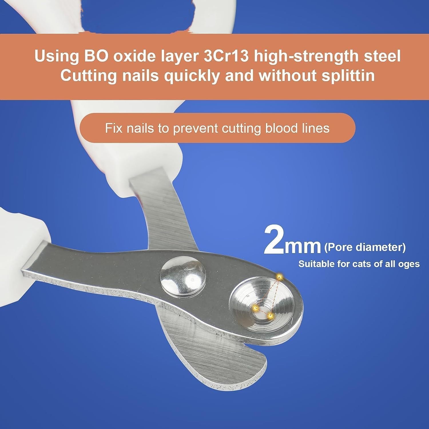 JMT-124234 Pet Nail Clippers with Circular Cut Hole - Sharp Angled Blade, Comfortable Grip, Safe Trimming for Cats, Birds, and Reptiles