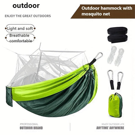 JMT-124298 Portable Double Hammock with Mosquito Net for 2 People – Ideal for Outdoor Hiking and Travel