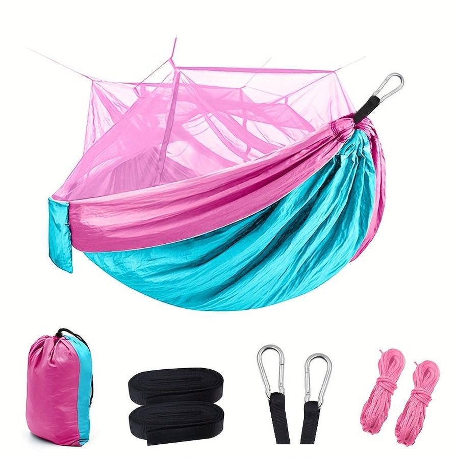 JMT-124298 Portable Double Hammock with Mosquito Net for 2 People – Ideal for Outdoor Hiking and Travel