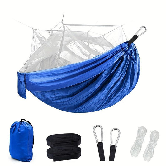 JMT-124298 Portable Double Hammock with Mosquito Net for 2 People – Ideal for Outdoor Hiking and Travel