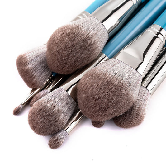 JMT-124682 13-Piece Professional Makeup Brush Set with Wooden Handles and Leather Carrying Bag
