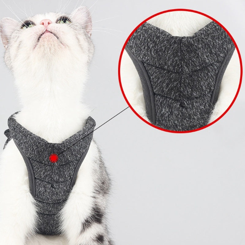 JMT-124746 Adjustable Cat Traction Rope with Chest Strap - Available in Gray and Blue, Sizes S, M, L