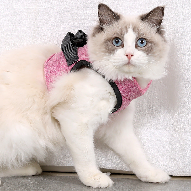 JMT-124746 Adjustable Cat Traction Rope with Chest Strap - Available in Gray and Blue, Sizes S, M, L
