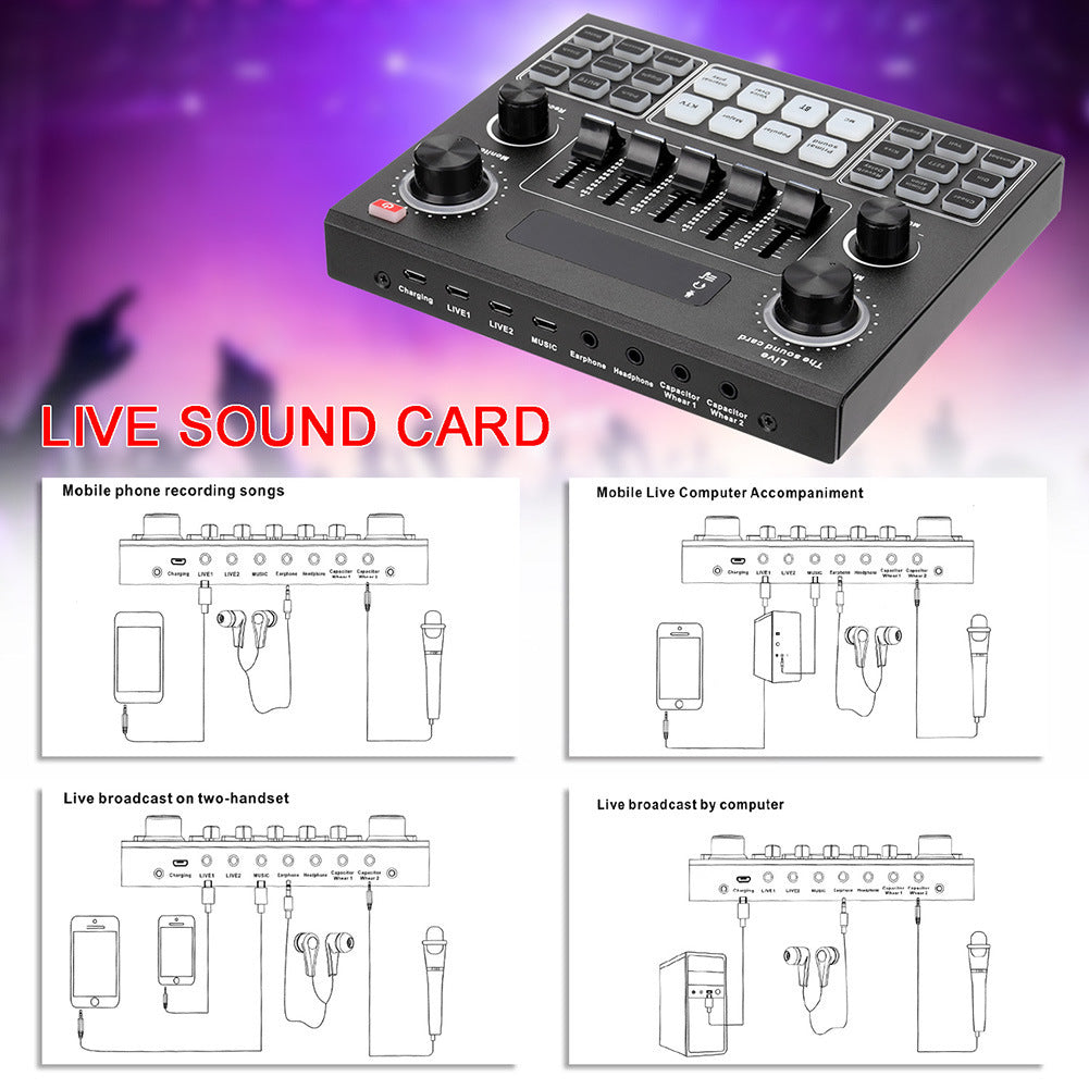 JMT-124746 Dual Channel V9 Mobile Phone Live Sound Card Set with Bluetooth Connectivity for K Song Performance
