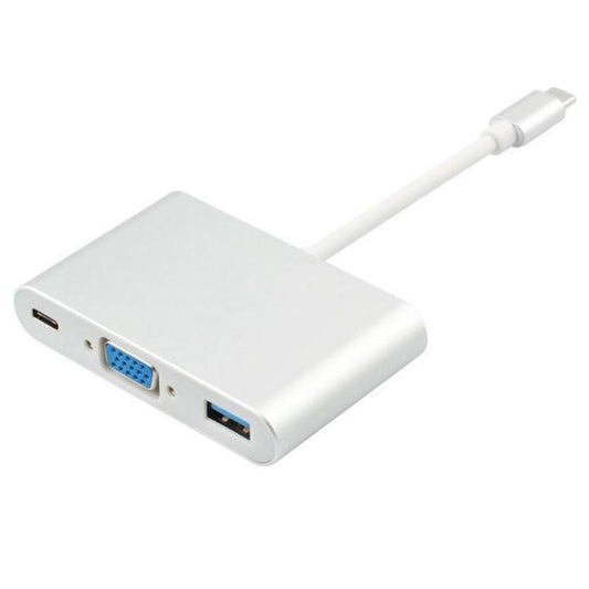 JMT-124746 Type-C to VGA Adapter Cable with 3.0 USB and Charging Port, Model SD-TYPE-C, Compatible with Windows 7, 1080 Resolution