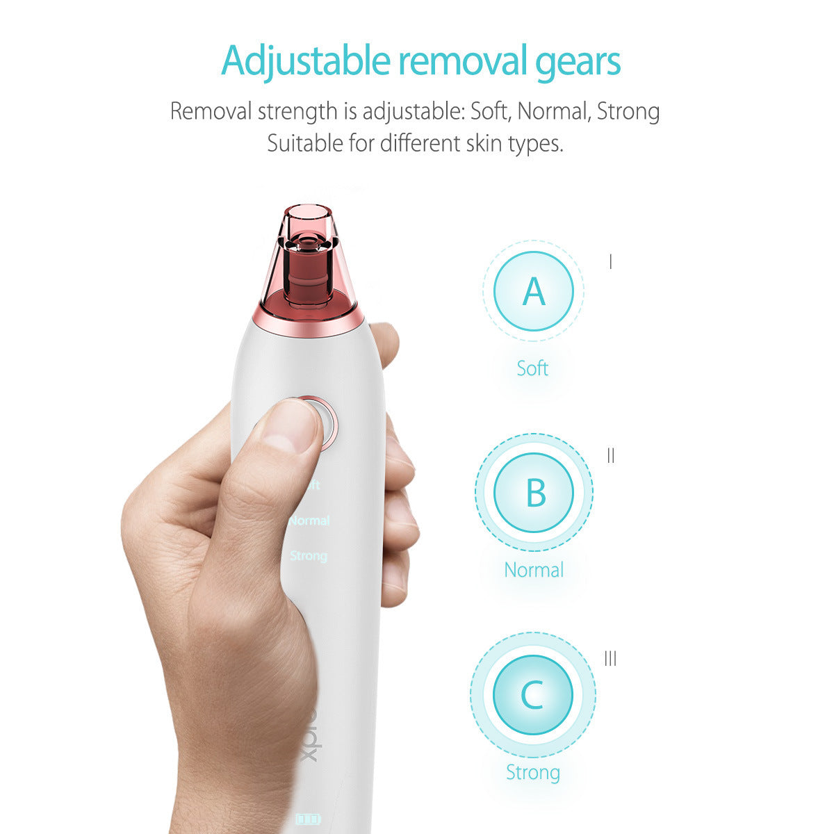 JMT-124810 Electric Micro-Crystal Blackhead Suction Device with Adjustable Suction Levels and Probes for Pore Cleaning