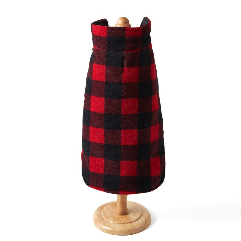 JMT-125322 Pet Thick Checks Reversible Vest in Black and Red Plaid - Available in S, M, L Sizes