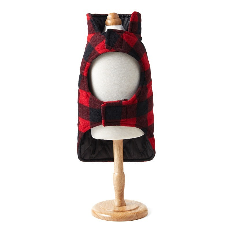 JMT-125322 Pet Thick Checks Reversible Vest in Black and Red Plaid - Available in S, M, L Sizes