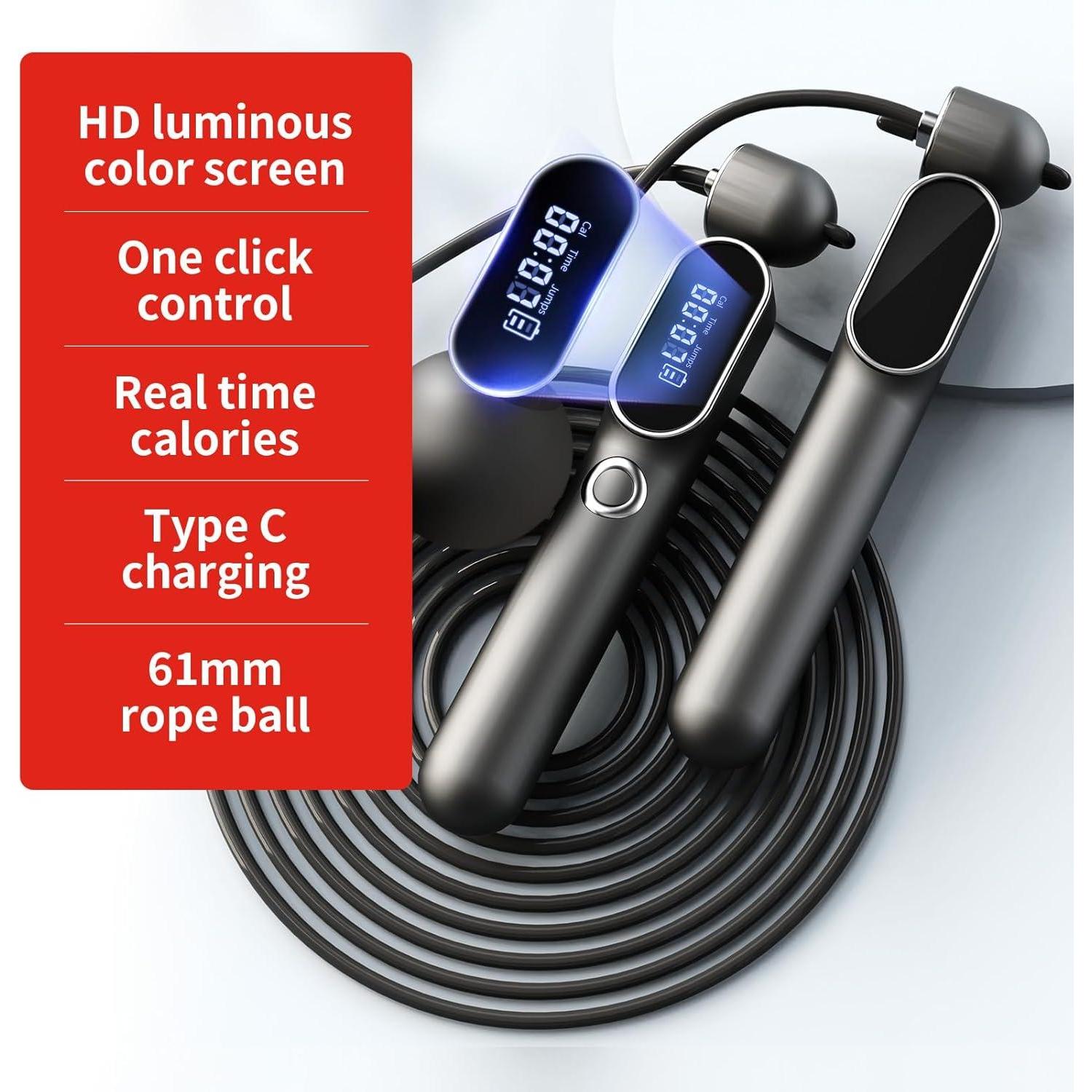 JMT-125642 Adjustable Digital Cordless Weighted Skipping Rope with Intelligent Features