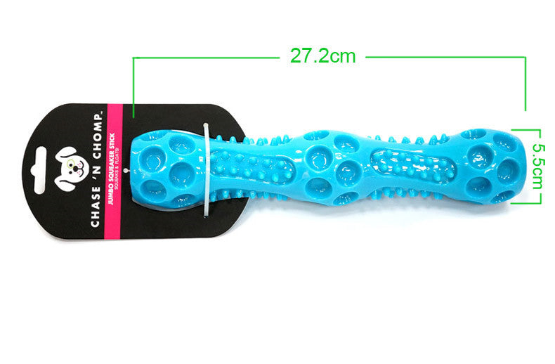 JMT-125706 Durable Dog Vocal Stick for Fetch and Dental Care – Soft & Hard Plastic, Squeaky Play Toy, Two Sizes Available