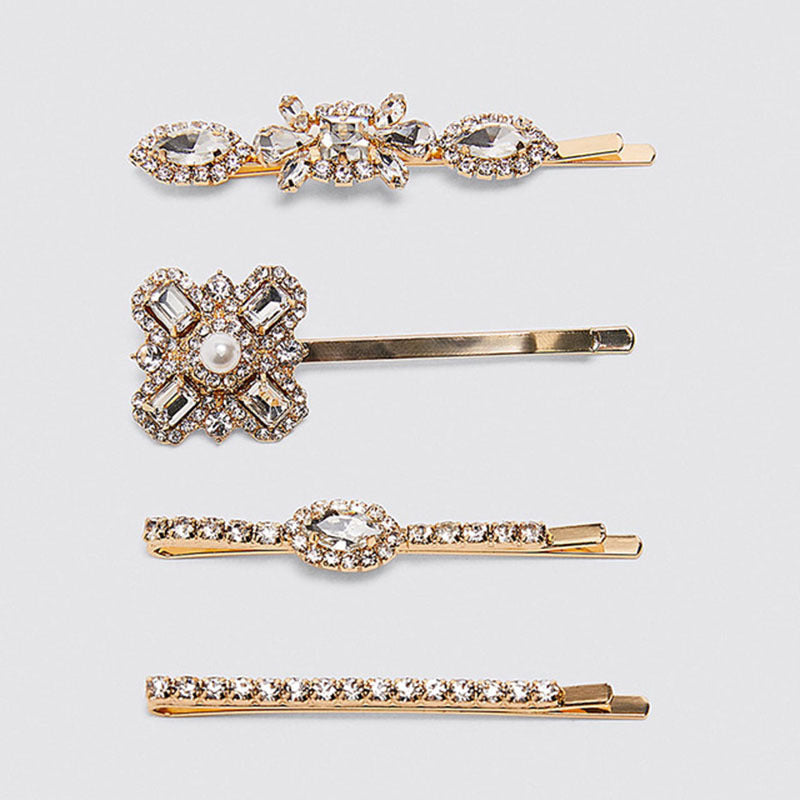 JMT-126090 European and American Retro Pearl Hairpin for Women - Alloy Geometric Design, Individually Packaged