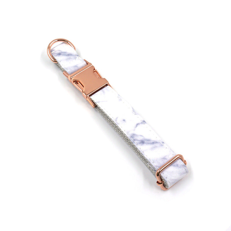 JMT-126218 Marble Print Polyester Pet Collar in Rose Gold - Various Sizes Available