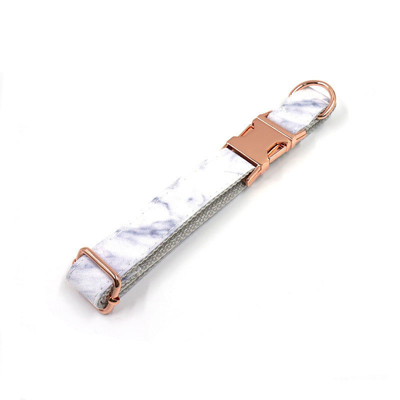 JMT-126218 Marble Print Polyester Pet Collar in Rose Gold - Various Sizes Available