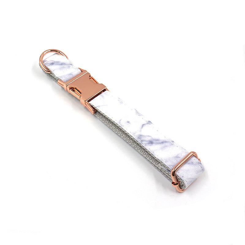JMT-126218 Marble Print Polyester Pet Collar in Rose Gold - Various Sizes Available