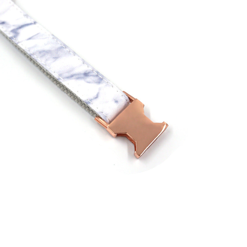 JMT-126218 Marble Print Polyester Pet Collar in Rose Gold - Various Sizes Available