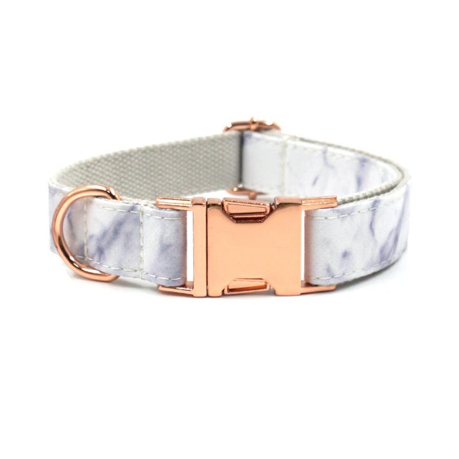 JMT-126218 Marble Print Polyester Pet Collar in Rose Gold - Various Sizes Available