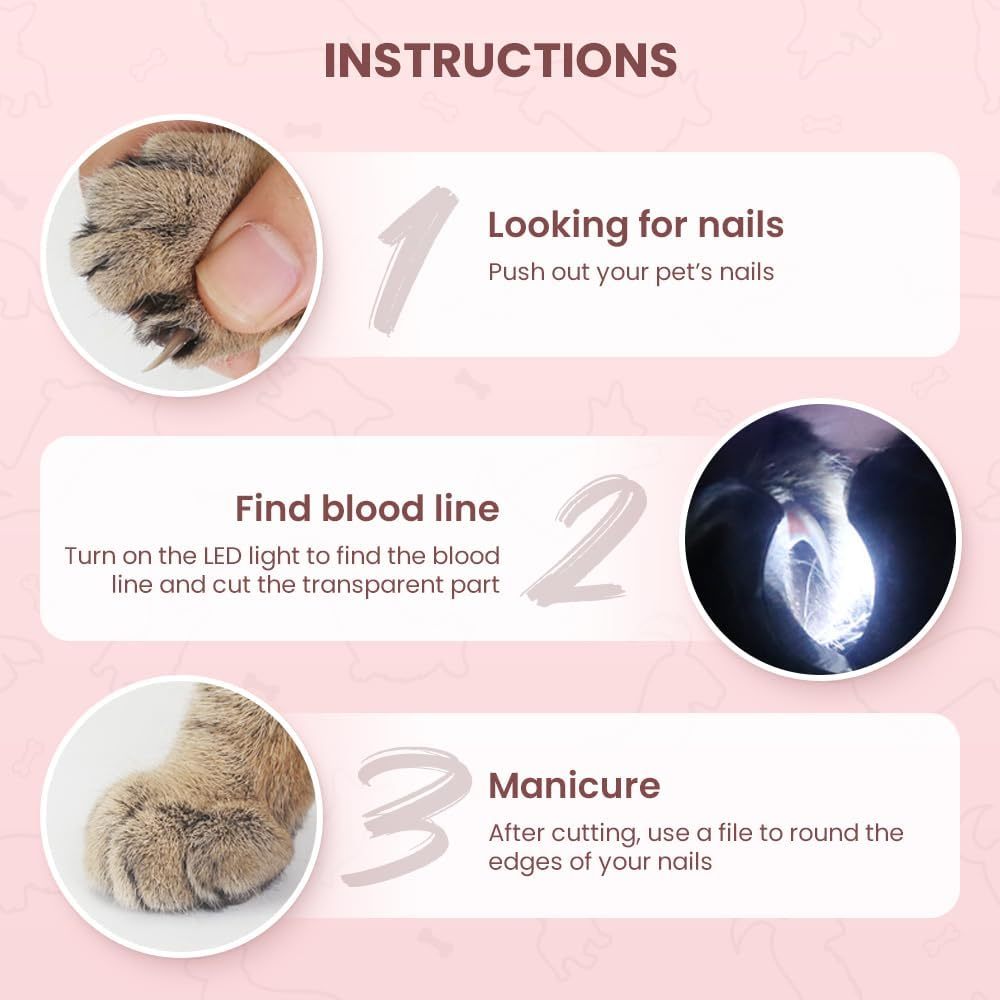 JMT-126538 LED Pet Nail Clipper with Built-in Light for Safe and Easy Grooming of Cats and Dogs