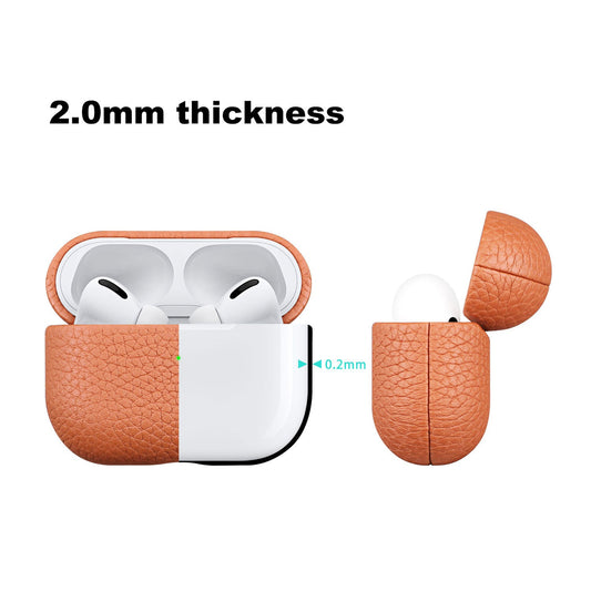JMT-126538 Leather Earphone Case in Orange - Full Coverage Design for AirPods