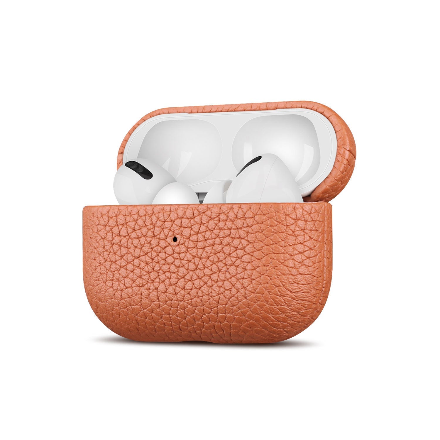 JMT-126538 Leather Earphone Case in Orange - Full Coverage Design for AirPods