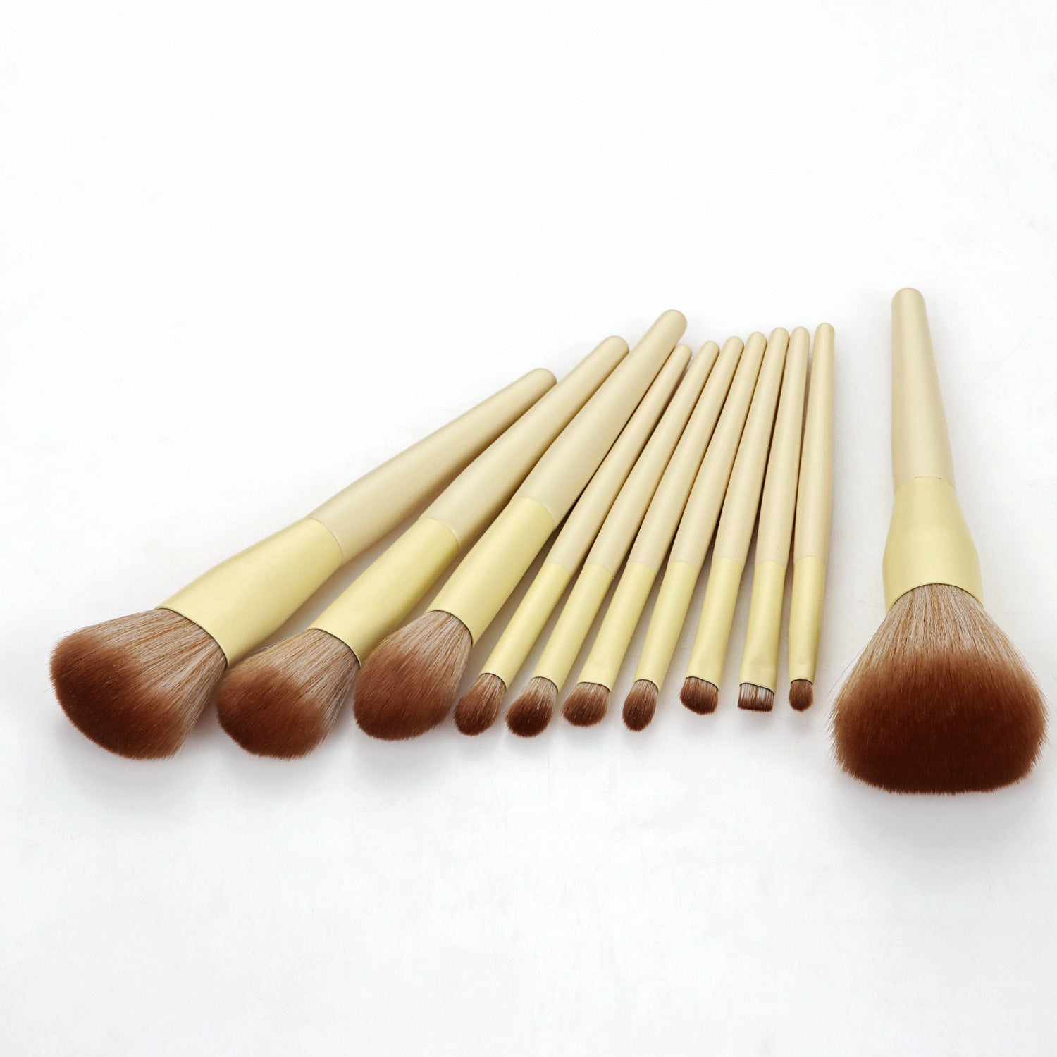 JMT-126986 11-Piece Yellow Makeup Brush Set with Nylon Bristles and Long Handles