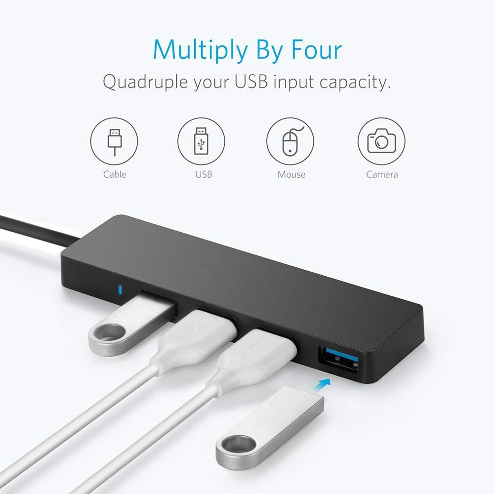 JMT-127050 4-Port USB 3.0 High-Speed Hub with Overload Protection and LED Status Indicator