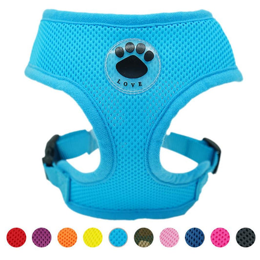 JMT-127050 Breathable Mesh Dog Harness - Adjustable Polyester Pet Chest Strap in Multiple Colors and Sizes