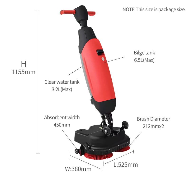 JMT-127178 Battery Powered Mini Floor Scrubber for Home and Office Cleaning