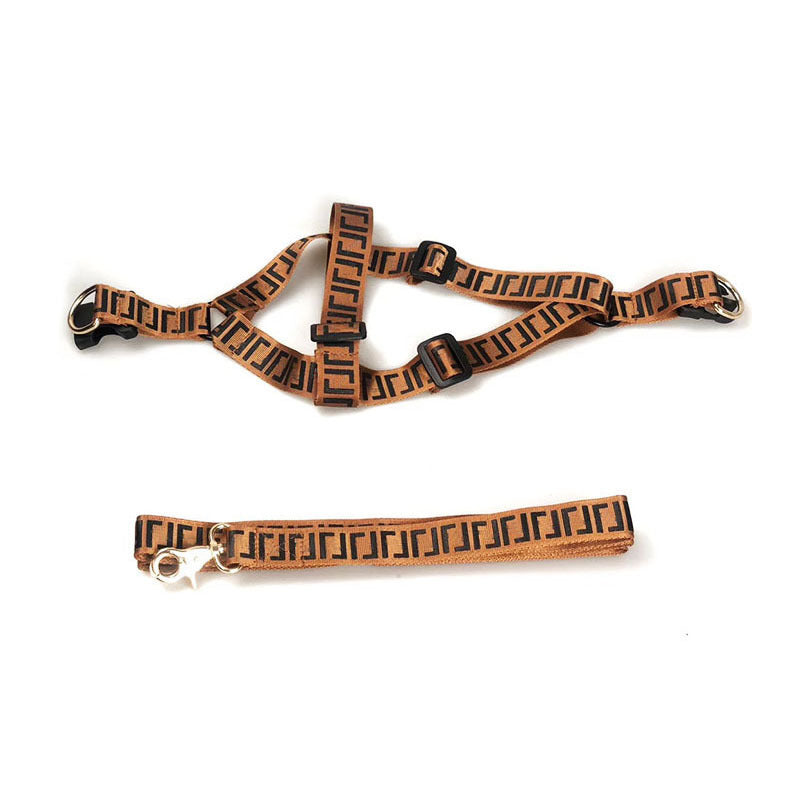 JMT-127370 Dog Leash and Collar Set with Chest Harness - Adjustable Polyester Design, Available in Multiple Sizes