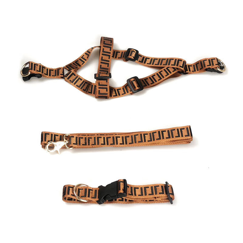 JMT-127370 Dog Leash and Collar Set with Chest Harness - Adjustable Polyester Design, Available in Multiple Sizes