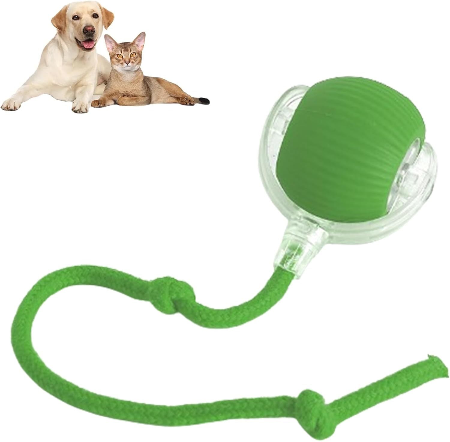 JMT-127690 Interactive 360 Smart Rolling Ball Toy for Dogs and Cats, Engaging Automatic Pet Toy with Rope, Compact Size 6.5cm