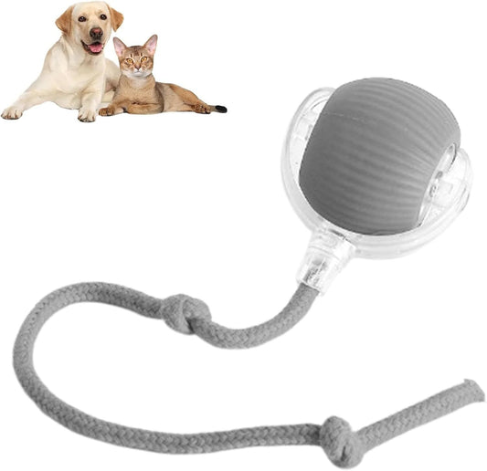 JMT-127690 Interactive 360 Smart Rolling Ball Toy for Dogs and Cats, Engaging Automatic Pet Toy with Rope, Compact Size 6.5cm