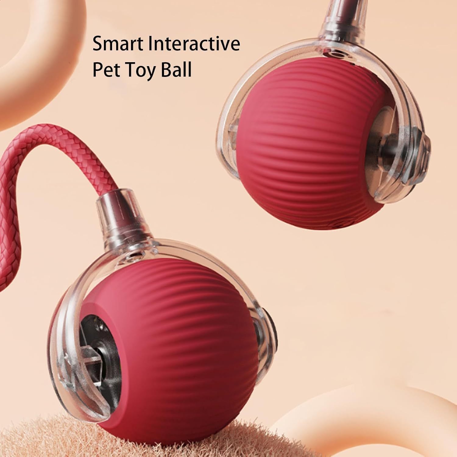 JMT-127690 Interactive 360 Smart Rolling Ball Toy for Dogs and Cats, Engaging Automatic Pet Toy with Rope, Compact Size 6.5cm