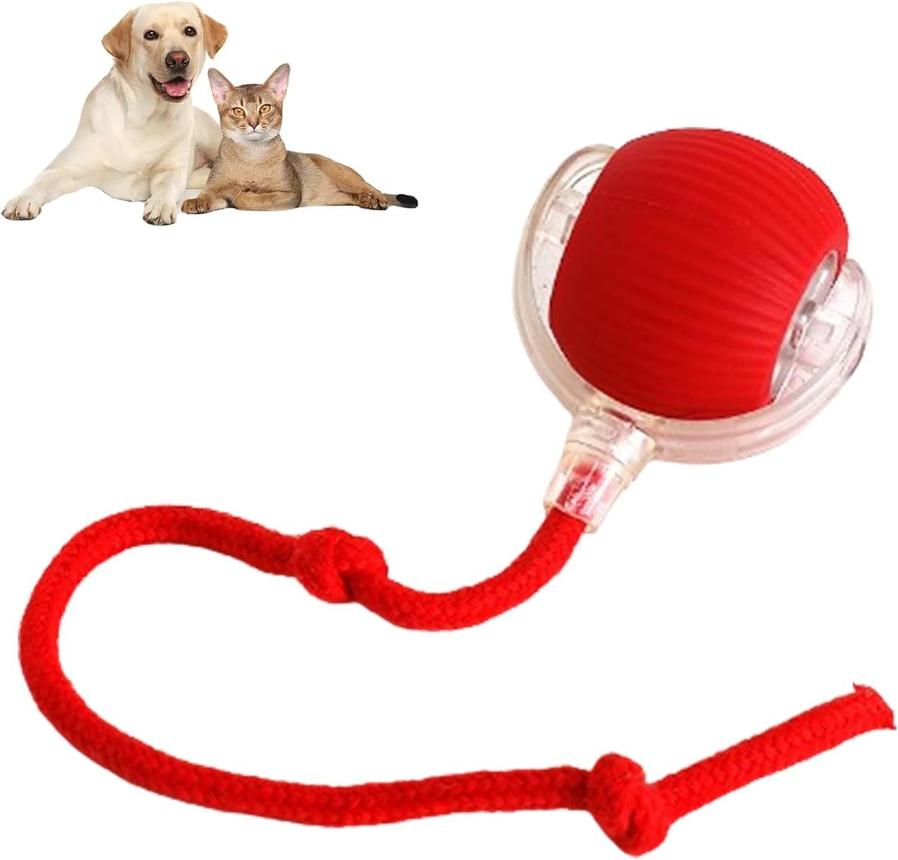 JMT-127690 Interactive 360 Smart Rolling Ball Toy for Dogs and Cats, Engaging Automatic Pet Toy with Rope, Compact Size 6.5cm