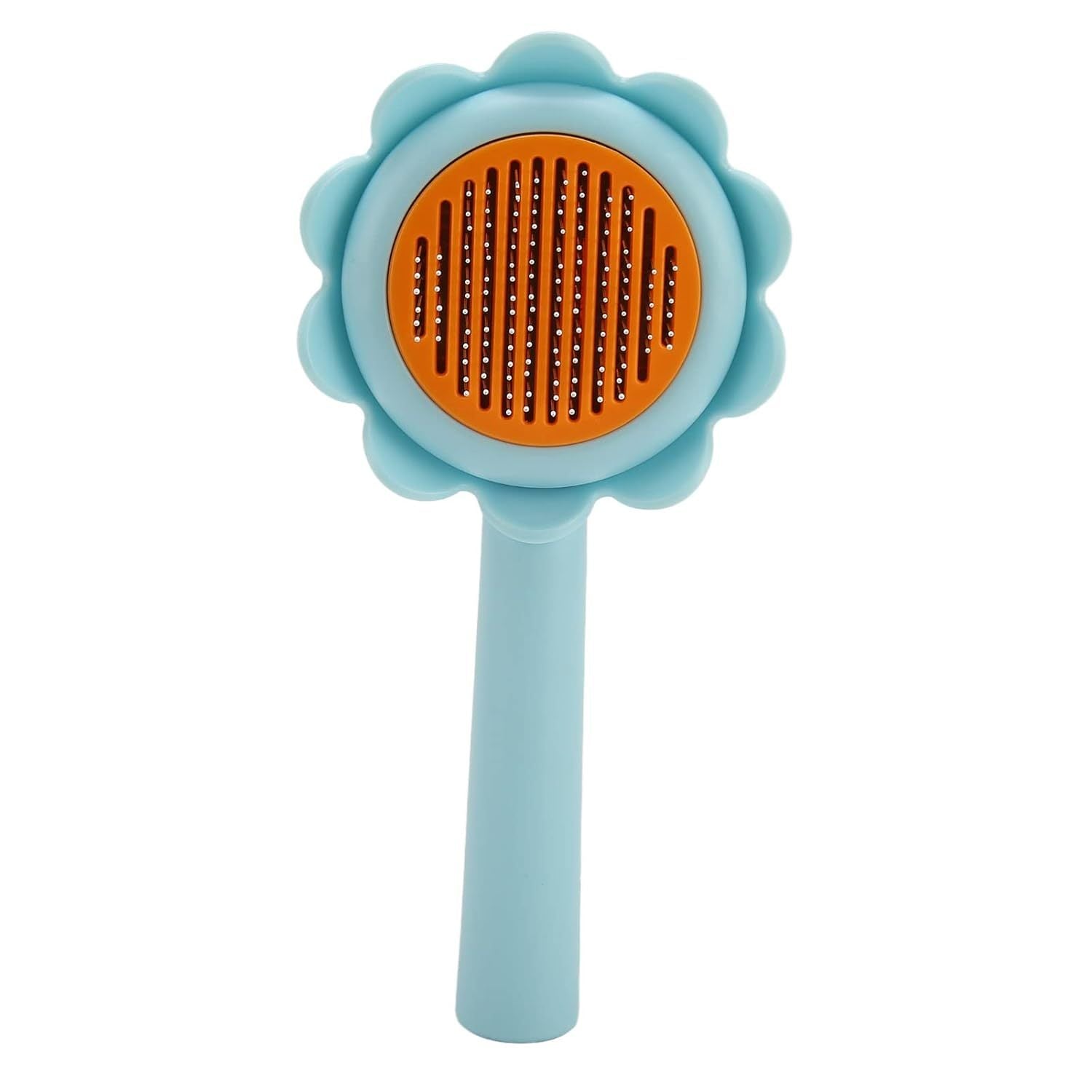 JMT-127946 Self-Cleaning Stainless Steel Cat and Dog Grooming Brush - Flower Shape Shedding Tool