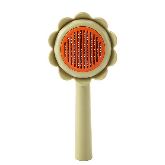 JMT-127946 Self-Cleaning Stainless Steel Cat and Dog Grooming Brush - Flower Shape Shedding Tool