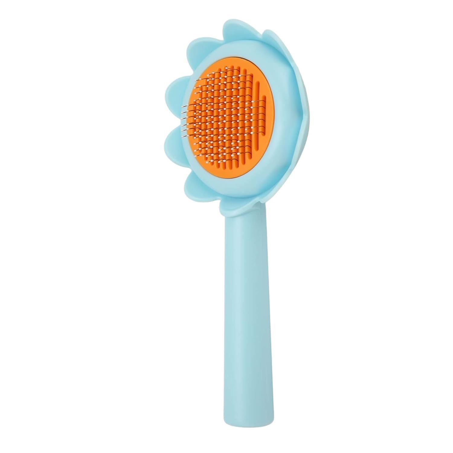JMT-127946 Self-Cleaning Stainless Steel Cat and Dog Grooming Brush - Flower Shape Shedding Tool
