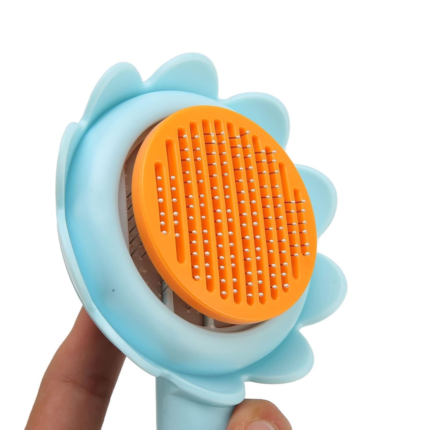 JMT-127946 Self-Cleaning Stainless Steel Cat and Dog Grooming Brush - Flower Shape Shedding Tool