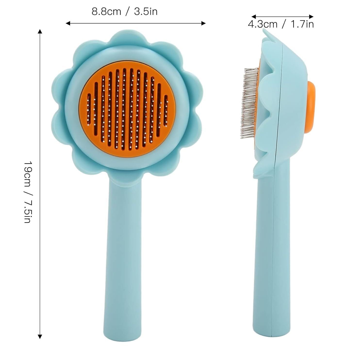 JMT-127946 Self-Cleaning Stainless Steel Cat and Dog Grooming Brush - Flower Shape Shedding Tool