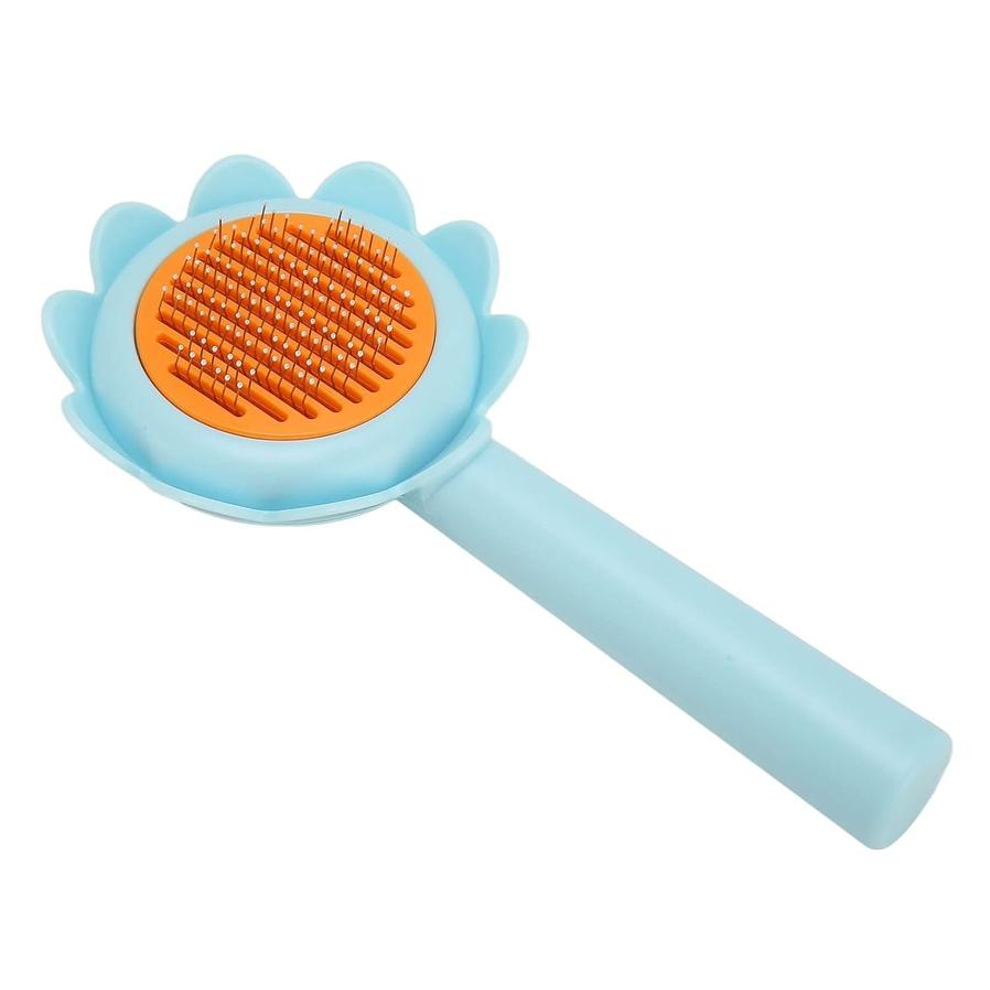 JMT-127946 Self-Cleaning Stainless Steel Cat and Dog Grooming Brush - Flower Shape Shedding Tool