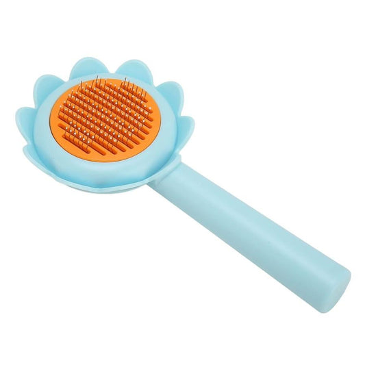 JMT-127946 Self-Cleaning Stainless Steel Cat and Dog Grooming Brush - Flower Shape Shedding Tool
