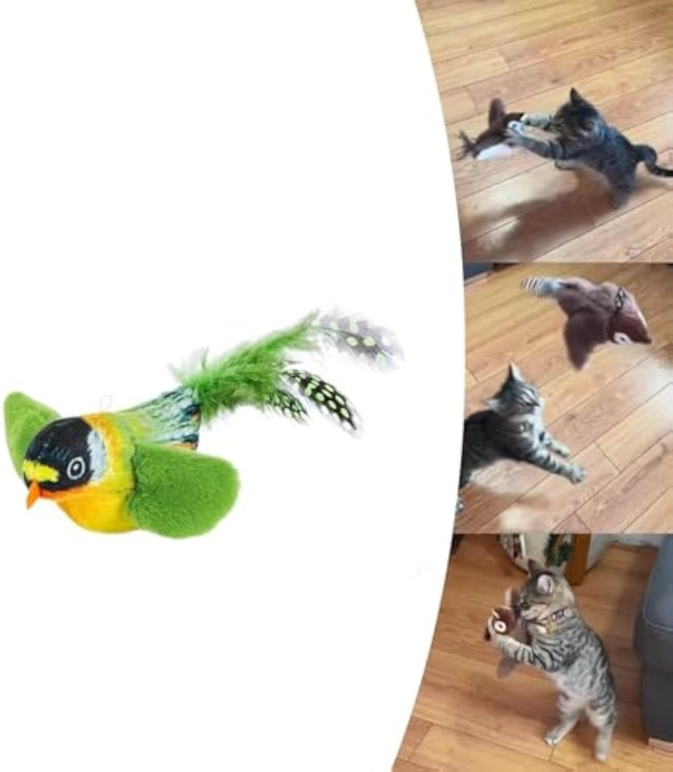 JMT-128010 Interactive Flapping Bird Cat Toy with Chirping Sound and Realistic Movement