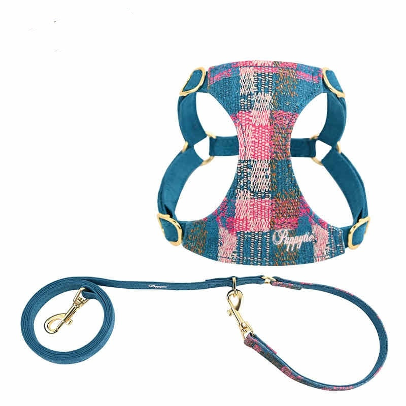 JMT-128202 Dog Walking Harness with Rope Leash - Available in Dark Night Blue, Spring Pink, and Sunset Purple