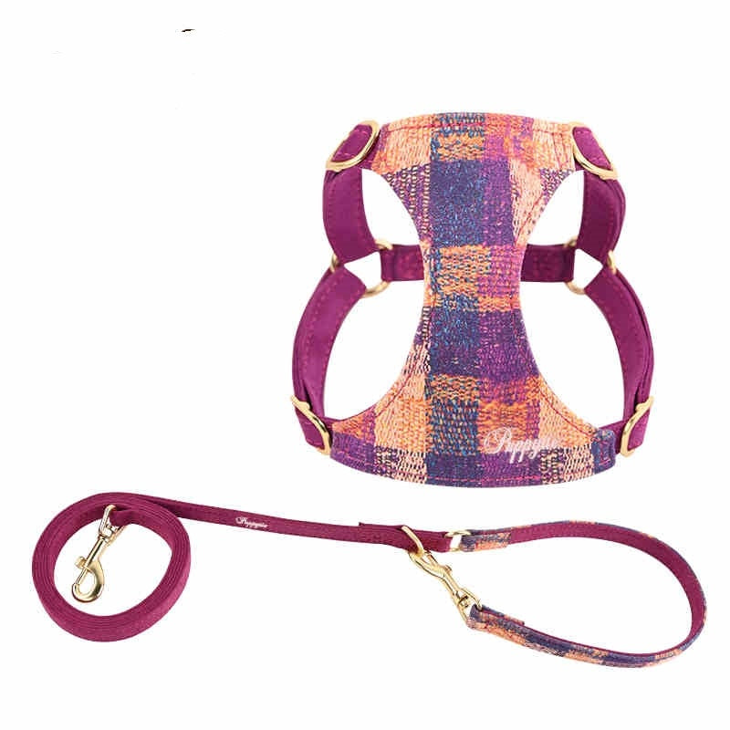 JMT-128202 Dog Walking Harness with Rope Leash - Available in Dark Night Blue, Spring Pink, and Sunset Purple